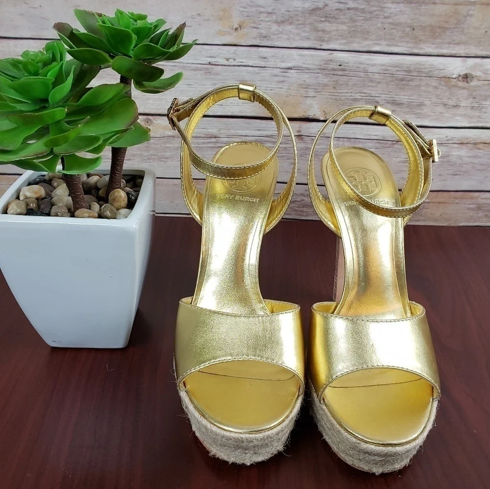 TORY BURCH Gold Platform Ankle Strap